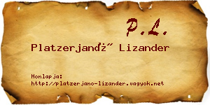 Platzerjanó Lizander névjegykártya